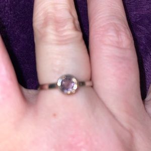 Round amethyst sterling silver ring size 8